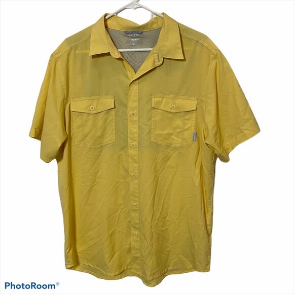 Columbia Fishing Shirt Mens Extra Large UV shade fly XL BUTTER YELLOW water - Picture 1 of 7